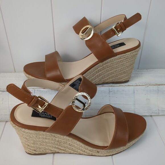 New York Shoes - Jones New York Isotta Espadrille Brown Jute Woven Wedge Sandal Women's 10